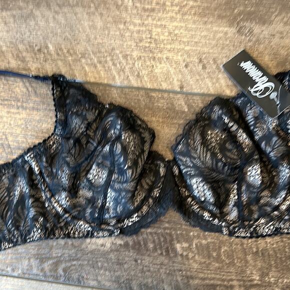NWT PARAMOUR Felina LouLou Black Lace Unlined Underwire Bra 34D - Picture 6 of 11